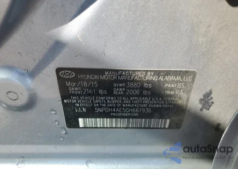 2016 Hyundai Elantra Se z USA, uszkodzony, nr VIN 5NPDH4AE5GH661936